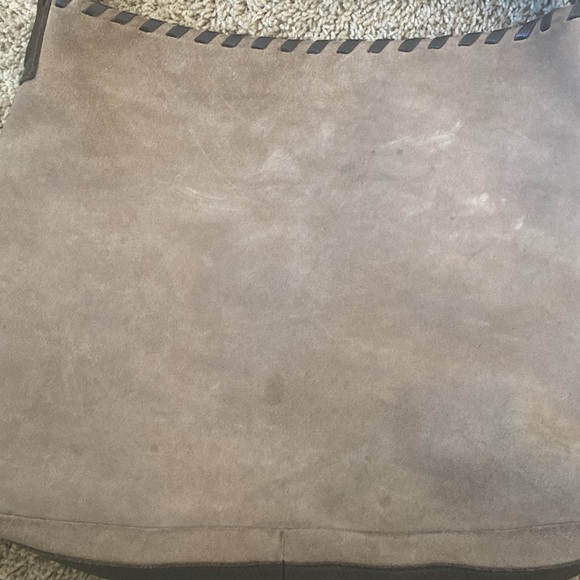 Carla Mancini taupe suede leather trim oversized shoulder bag - Picture 2 of 8